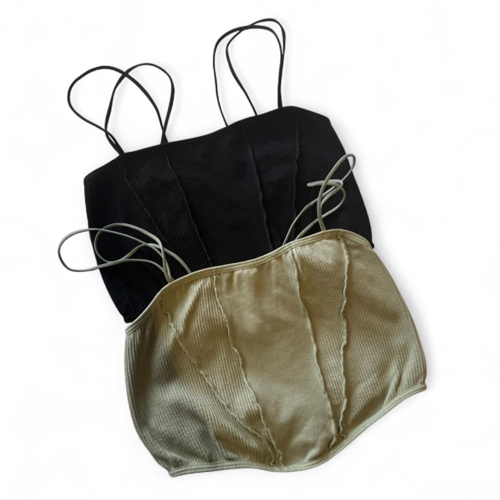 Urban Outfitters Olive and black Strappy Crop Tops
